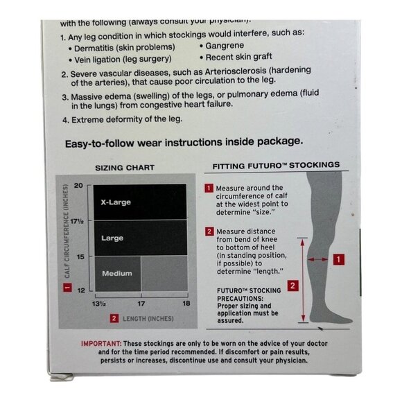 Futuro Unisex XL Anti Embolism Knee Length Closed Toe Stockings White 71059 5 P - Picture 4 of 4